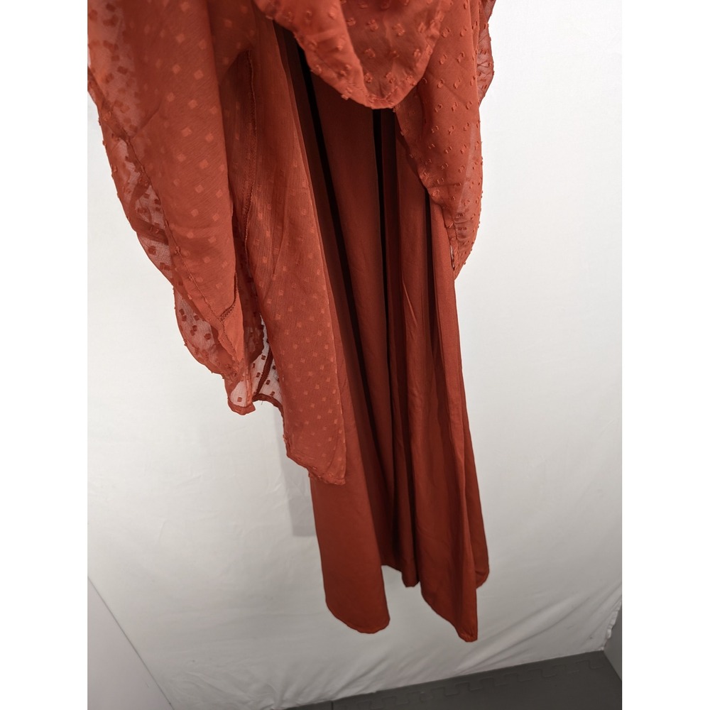 Tiered Sweetheart Babydoll Peasant Dress Size M Orange Romantic Cottagecore - Picture 5 of 9